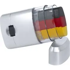 Peinture visage drapeau personnalisable Vibran – boîtier aluminium brossé, bandes noir rouge jaune

