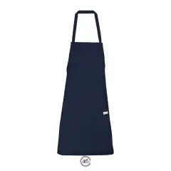 Tablier long personnalisable bleu marine ATF Tanguy avec poche ventrale et lanière de cou, fabriqué en France