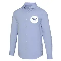 Chemise homme popeline blanche Carnelian personnalisable, coupe classique manches longues coton BCI élasthanne