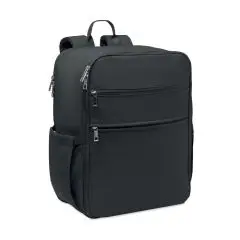 Sac à dos cabine personnalisé SALEM noir en nylon avec deux poches avant zippées et poche latérale filet