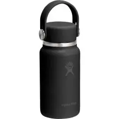 Bouteille isotherme publicitaire Hydro Flask Micro Hydro 200 ml noir mat avec bouchon à poignée souple et bague inox