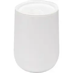Gobelet double paroi Corzo 360 ml blanc mat à silhouette galbée et couvercle coulissant en plastique