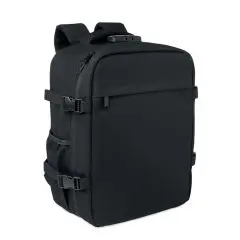 Sac à dos antivol LOCK&GO noir en RPET 600D avec serrure à code sur le dessus, poignée et sangles latérales