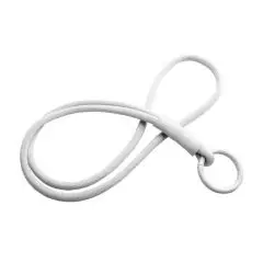 Lanyard personnalisé tubulaire blanc en plastique souple avec manchon de fermoir et anneau d'accroche argenté
