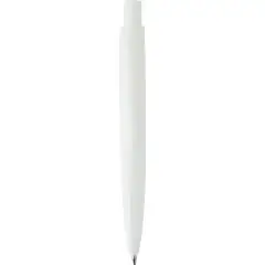 Mini-stylo bille Ramin blanc en plastique recyclé RCS avec bouton poussoir, agrafe intégrée et pointe métal