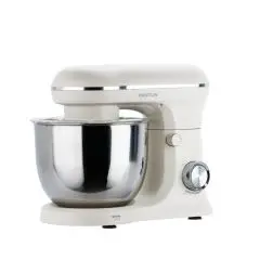 Robot de cuisine Prixton KR250 teinte crème vu de trois quarts avec bol inox de 5 litres et liseré chromé