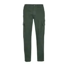 Pantalon de travail personnalisé vert forêt DOCKER à plat vu de face avec poches cargo à rabat sur les cuisses
