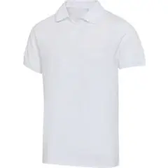 Polo bio personnalisé unisexe Beryl blanc en coton OCS et polyester recyclé, col polo et manches courtes