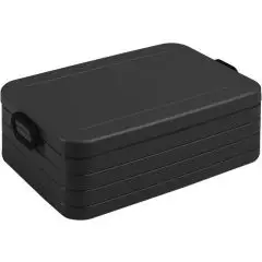 Lunch box publicitaire Mepal Take a Break XL 2 litres noire mate aux angles arrondis, vue de trois quarts