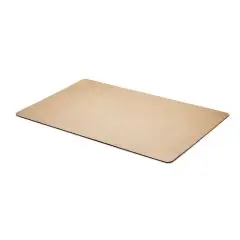 Sous-main publicitaire en papier recyclé beige aspect kraft, grand format à coins arrondis et base antidérapante
