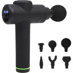 Pistolet de massage personnalisé Prixton MGF200 Xtreme noir avec écran LCD et ses 6 têtes de massage