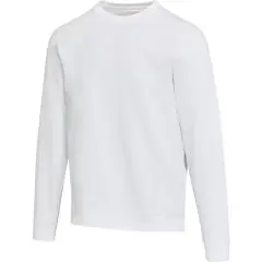 Sweat col rond personnalisé unisexe Jasper blanc en coton bio et polyester recyclé, poignets côtelés, vue de face