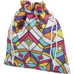 Pochette cadeau personnalisée GIVO 25 x 30 cm sublimée d’un grand motif vitrail avec double cordon blanc