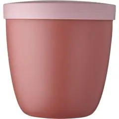 Boîte à goûter personnalisée Mepal Ellipse 500 ml rose mat avec couvercle rond assorti vue de face