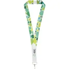 Lanyard LIV réglable sublimé blanc à pois verts avec crochet métal
